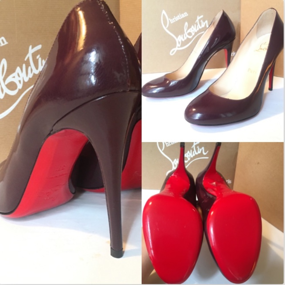 Christian Louboutin Burgundy Heels with Red Soles - Picture 4 of 11